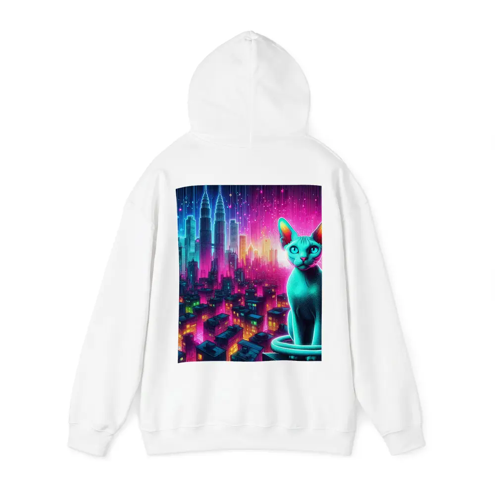 Sphynx Cat Neon Cyberpunk City Night – Hoodies