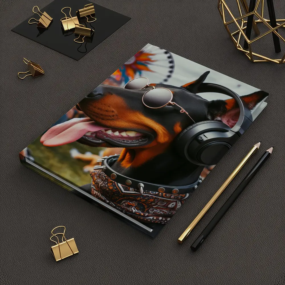 Doberman Pinscher Dog At Music Festival – Notebooks