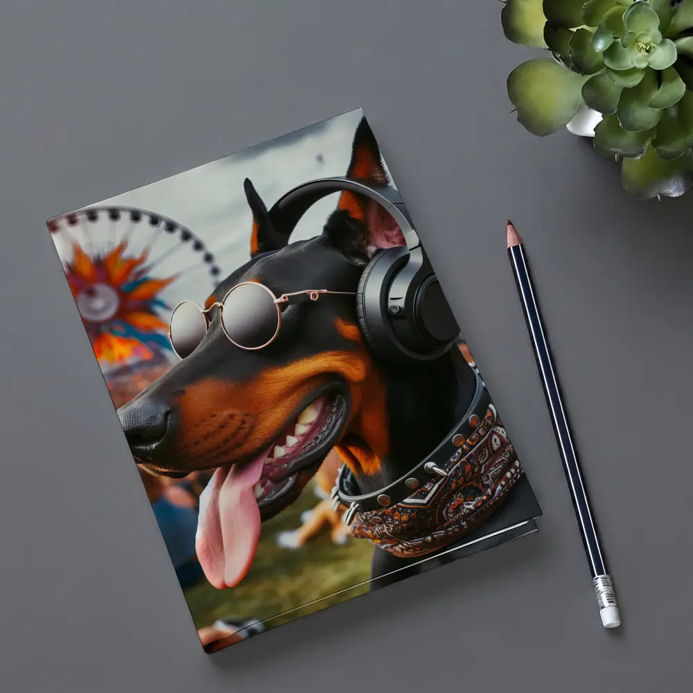 Doberman Pinscher Dog At Music Festival – Notebooks