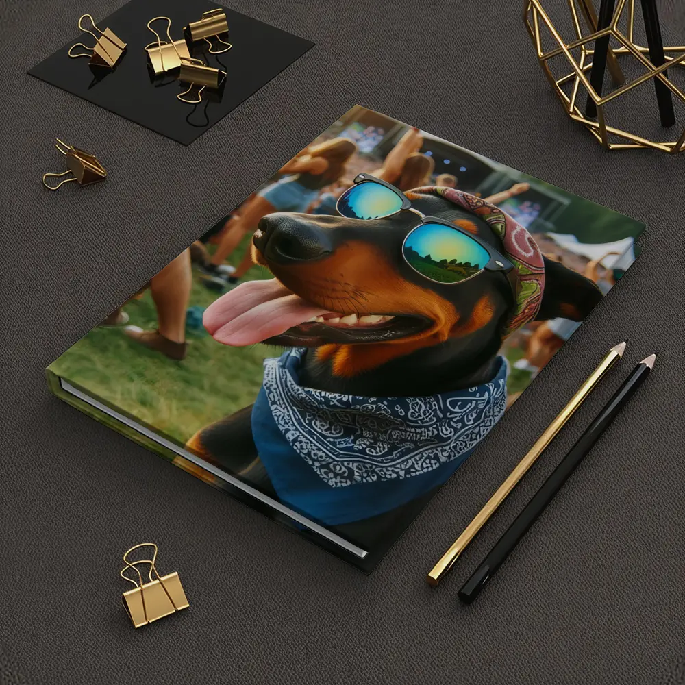 Doberman Dog Sunglasses Bandana Music Festival – Notebooks