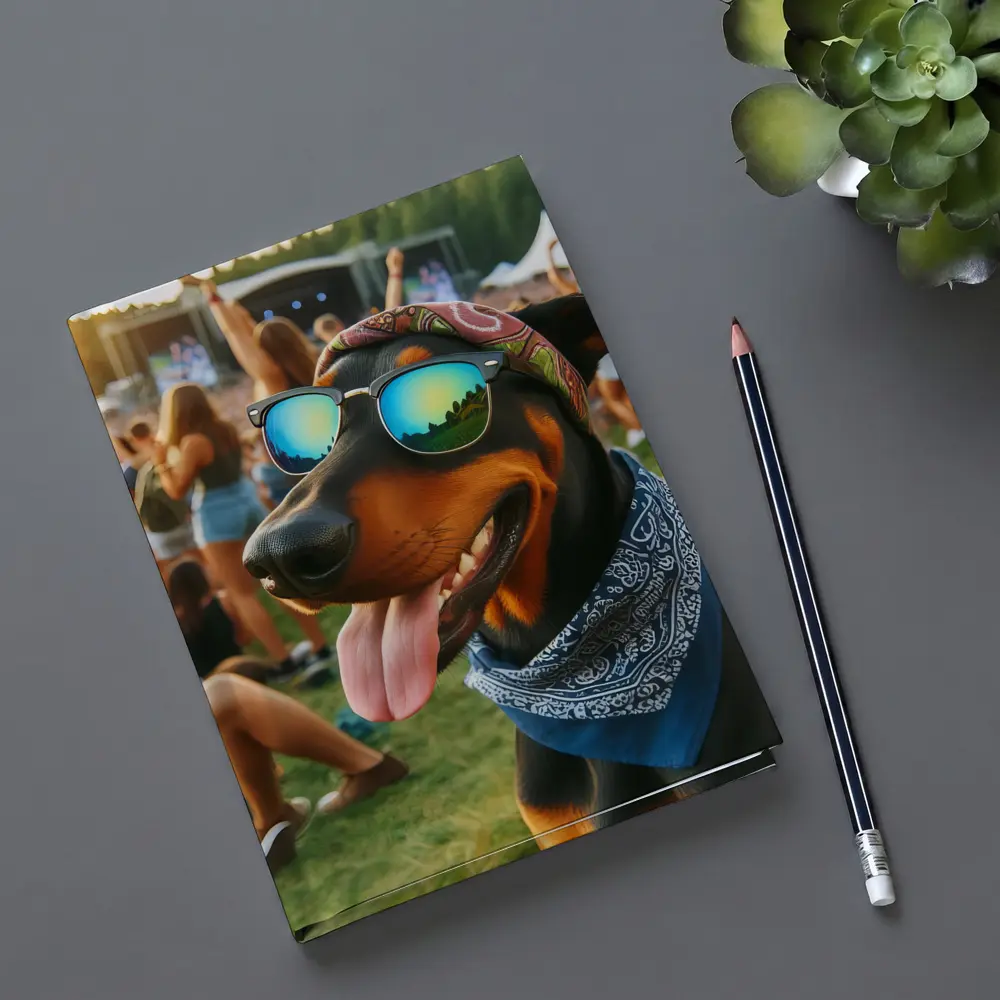 Doberman Dog Sunglasses Bandana Music Festival – Notebooks
