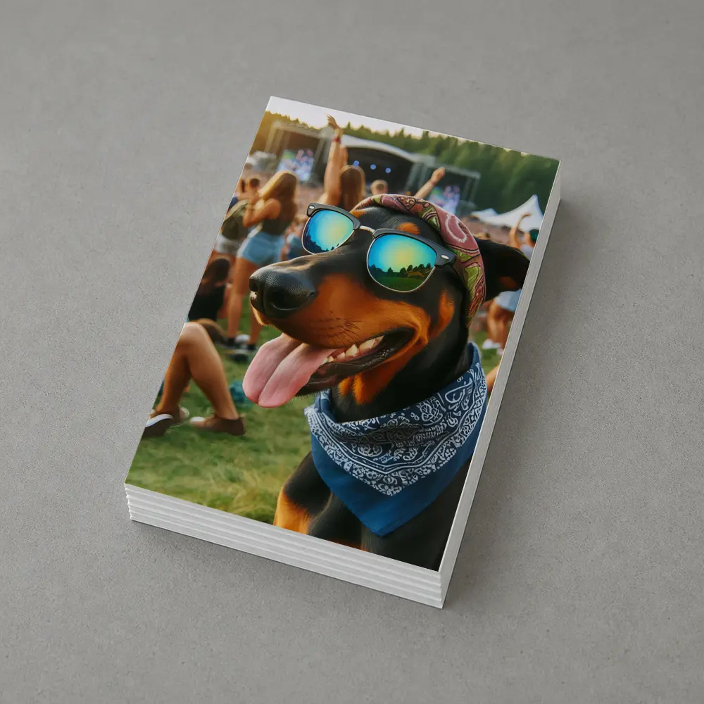 Doberman Dog Sunglasses Bandana Music Festival – Postcards
