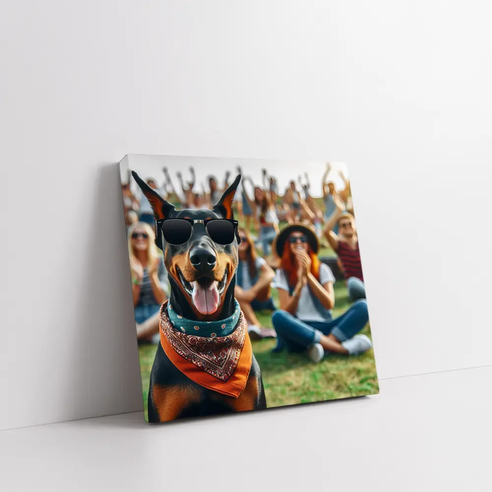 Cool Doberman Sunglasses Bandana Outdoor Crowd – Wall Art