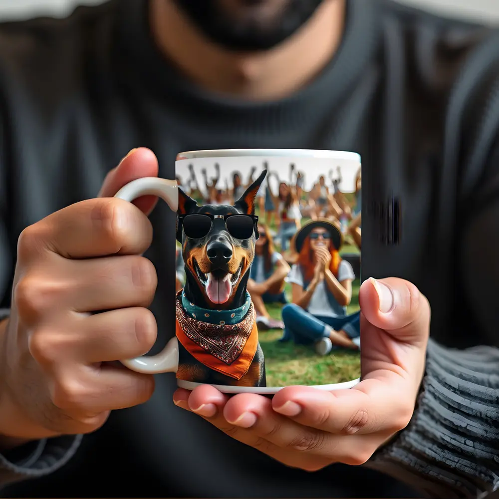 Cool Doberman Sunglasses Bandana Outdoor Crowd – Mugs