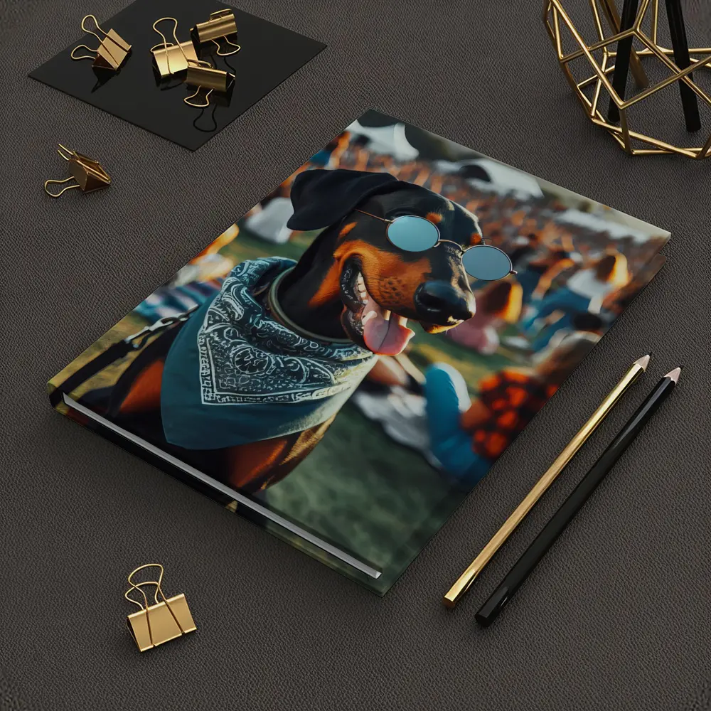 Doberman Pinscher Sunglasses Bandana Music Festival – Notebooks