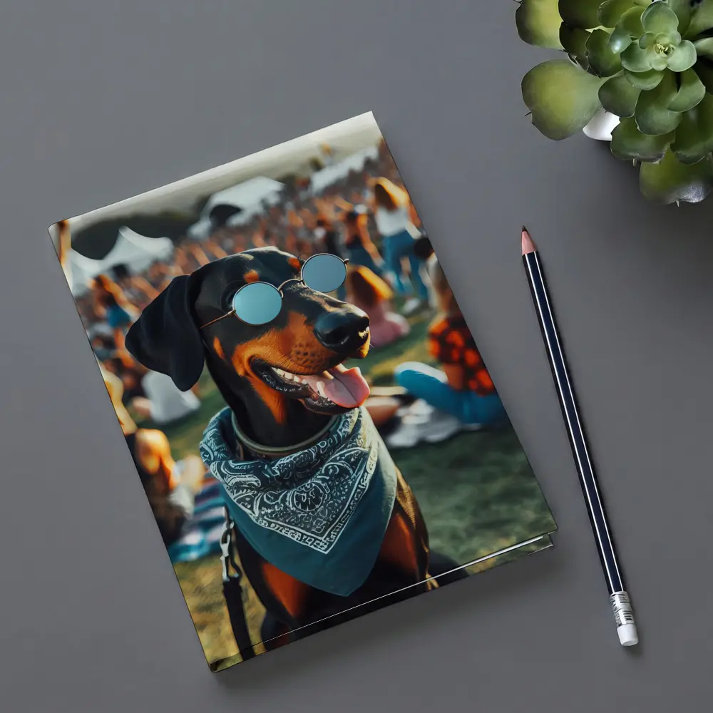 Doberman Pinscher Sunglasses Bandana Music Festival – Notebooks