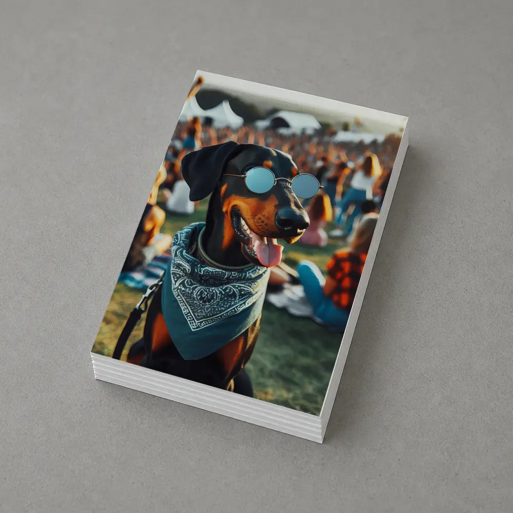 Doberman Pinscher Sunglasses Bandana Music Festival – Postcards