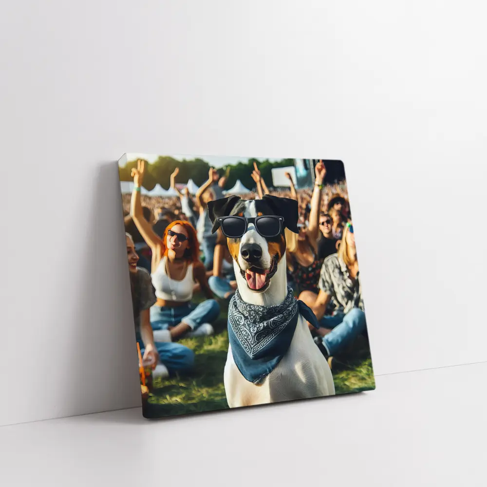 Cool Dog Sunglasses Bandana Music Festival Crowd – Wall Art