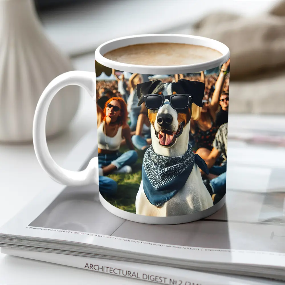 Cool Dog Sunglasses Bandana Music Festival Crowd – Mugs