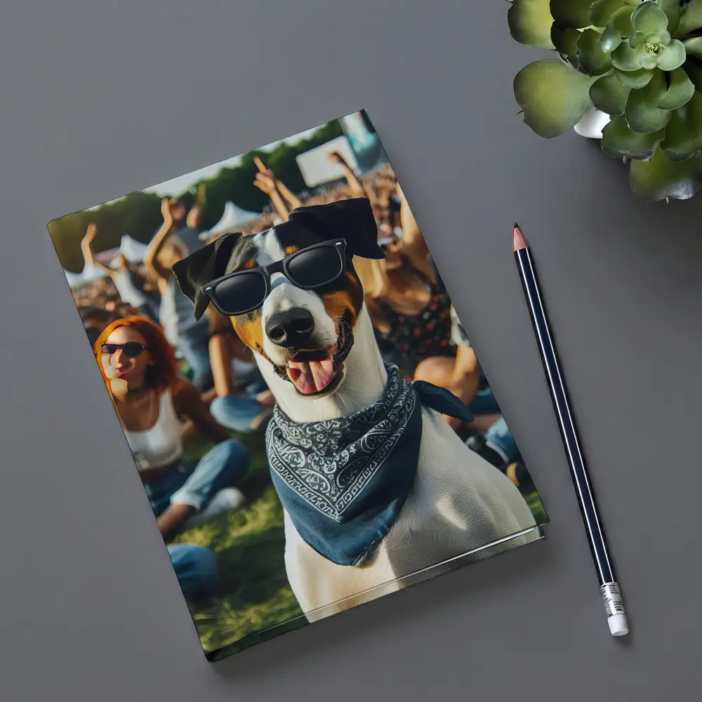 Cool Dog Sunglasses Bandana Music Festival Crowd – Notebooks
