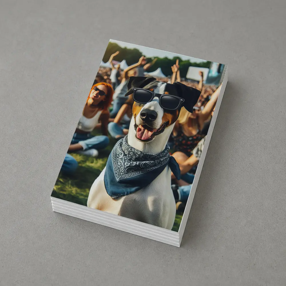 Cool Dog Sunglasses Bandana Music Festival Crowd – Postcards