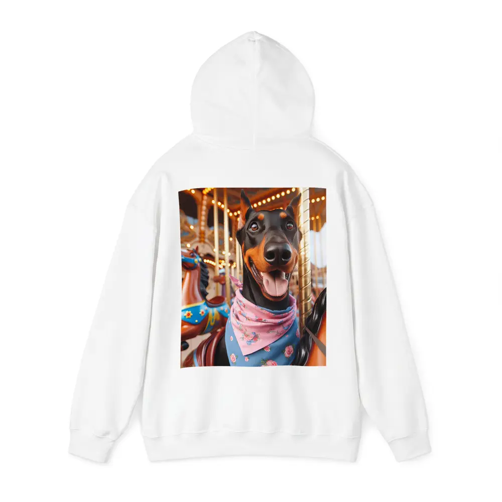 Happy Doberman Pinscher on Carousel Ride – Hoodies