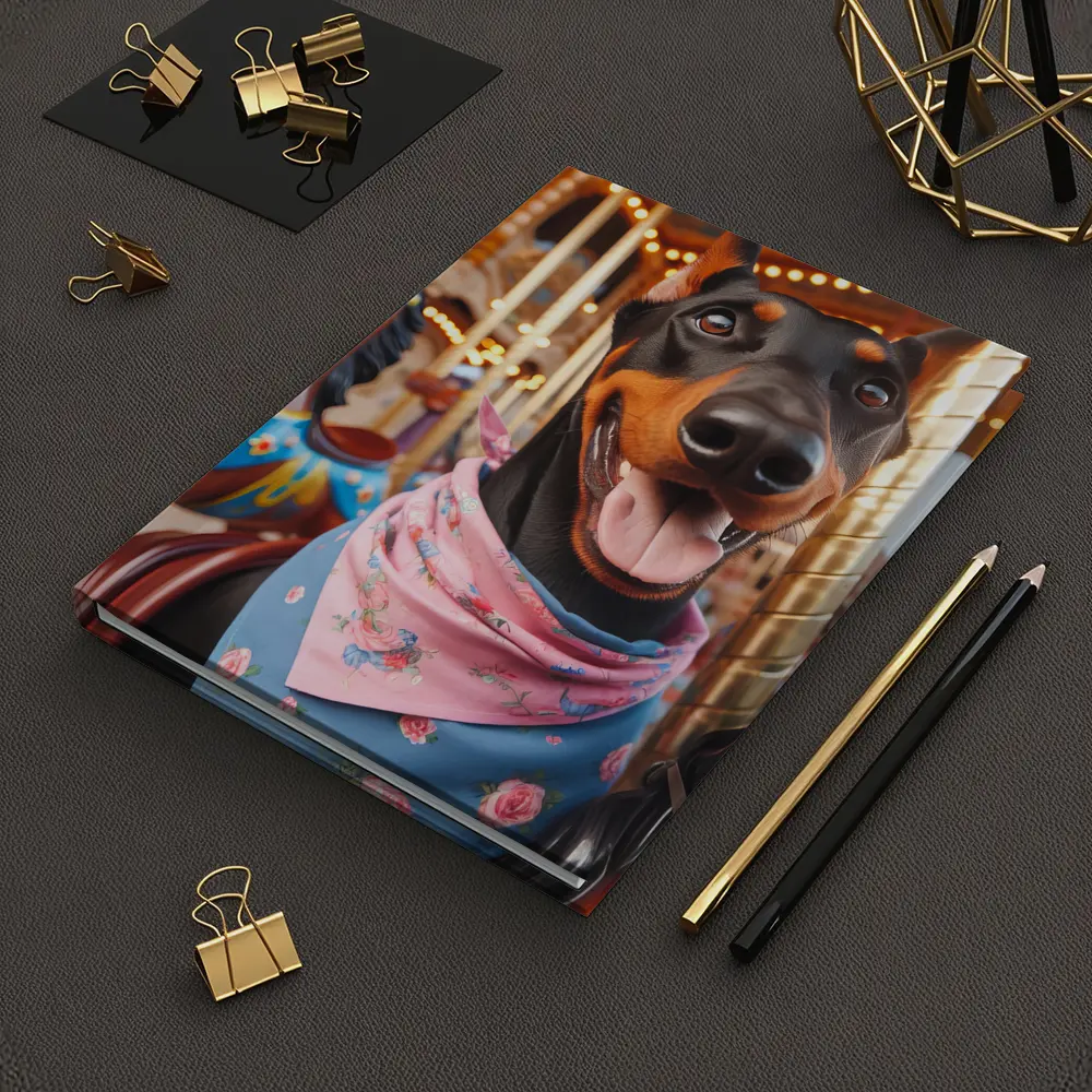 Happy Doberman Pinscher on Carousel Ride – Notebooks