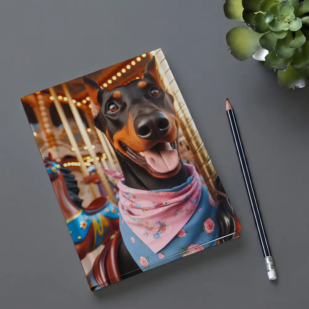 Happy Doberman Pinscher on Carousel Ride – Notebooks