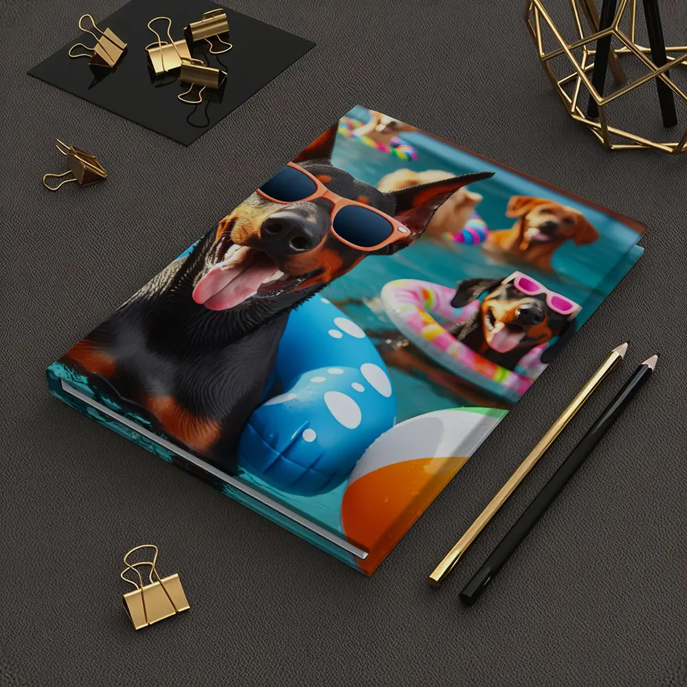 Doberman Dogs Pool Party Summer Fun – Notebooks