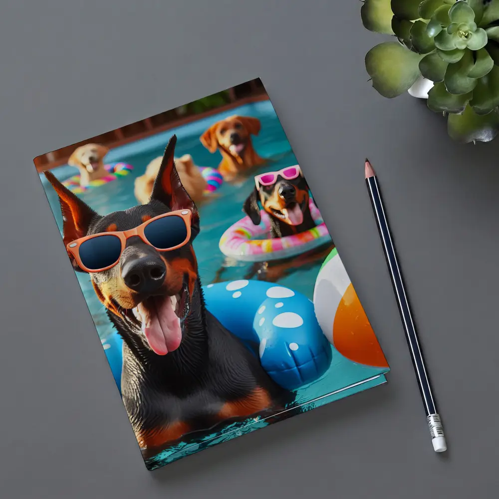 Doberman Dogs Pool Party Summer Fun – Notebooks
