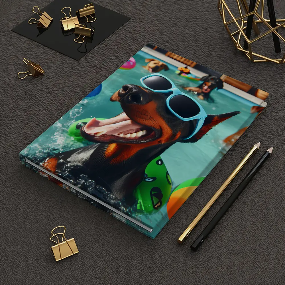 Doberman Pinscher Dogs Pool Party Summer – Notebooks