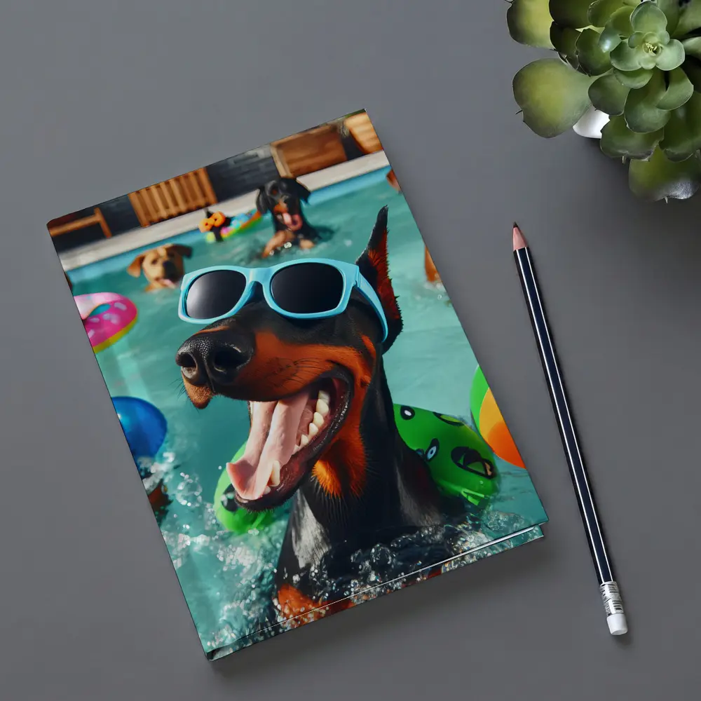 Doberman Pinscher Dogs Pool Party Summer – Notebooks