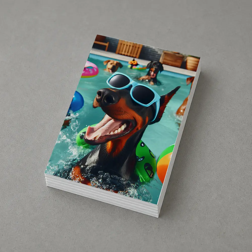 Doberman Pinscher Dogs Pool Party Summer – Postcards