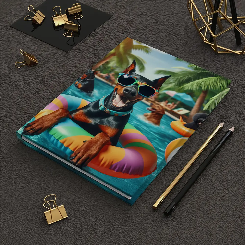 Doberman Pinscher Relaxing at Summer Pool Party – Notebooks