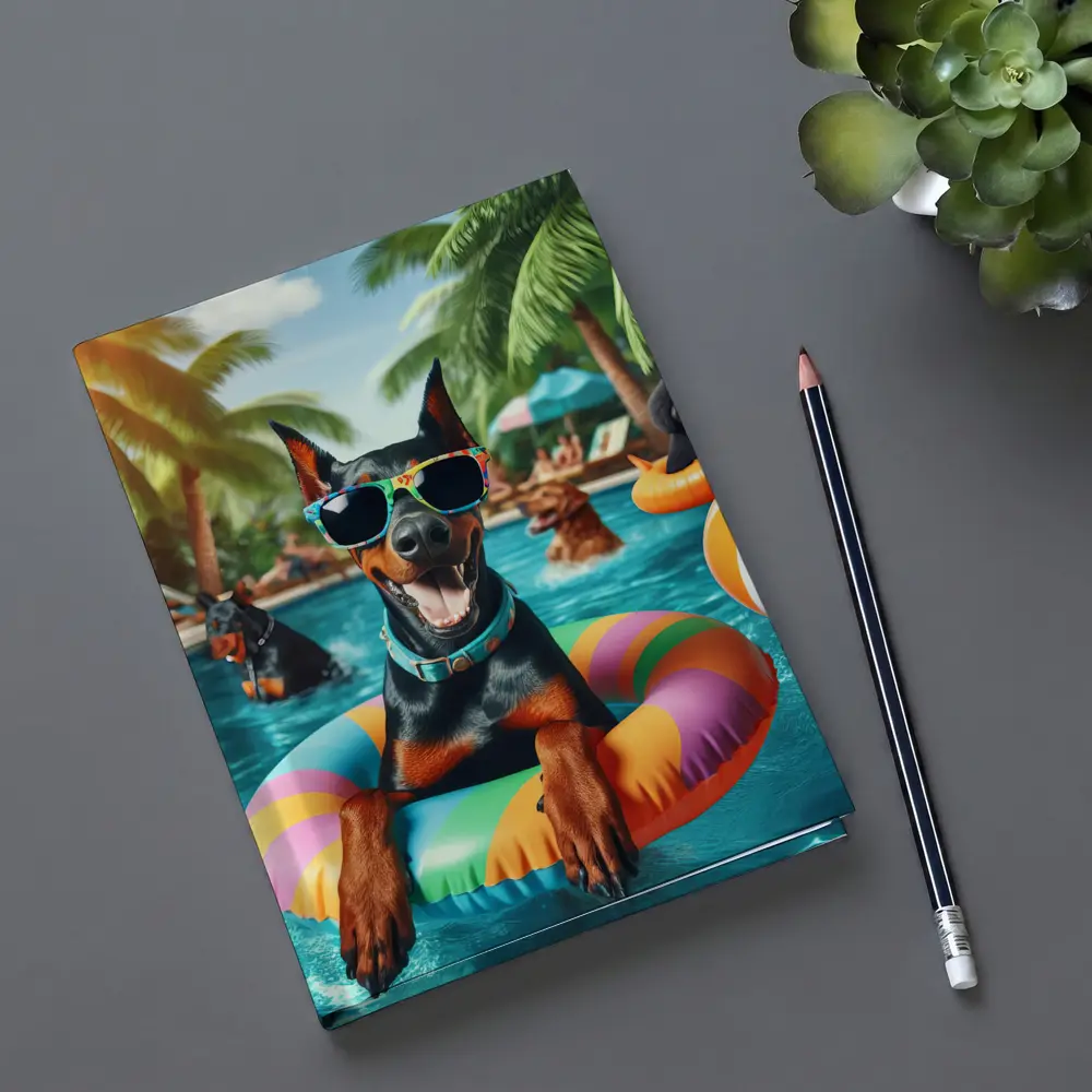 Doberman Pinscher Relaxing at Summer Pool Party – Notebooks