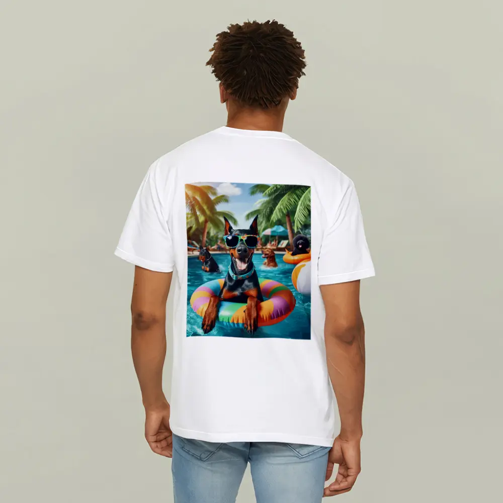 Doberman Pinscher Relaxing at Summer Pool Party – T-Shirts