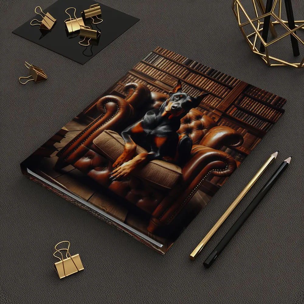 Doberman Pinscher In Cozy Library Armchair – Notebooks