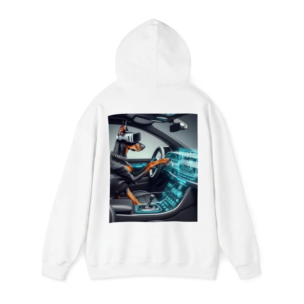 Doberman Pinscher Driving Futuristic Car Interior – Hoodies