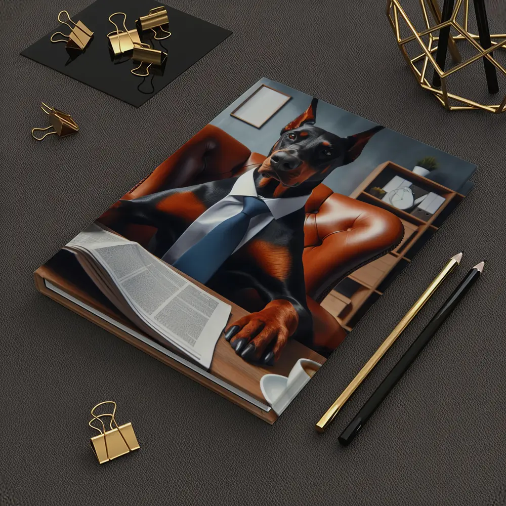 Doberman Pinscher Boss Office Suit Portrait – Notebooks