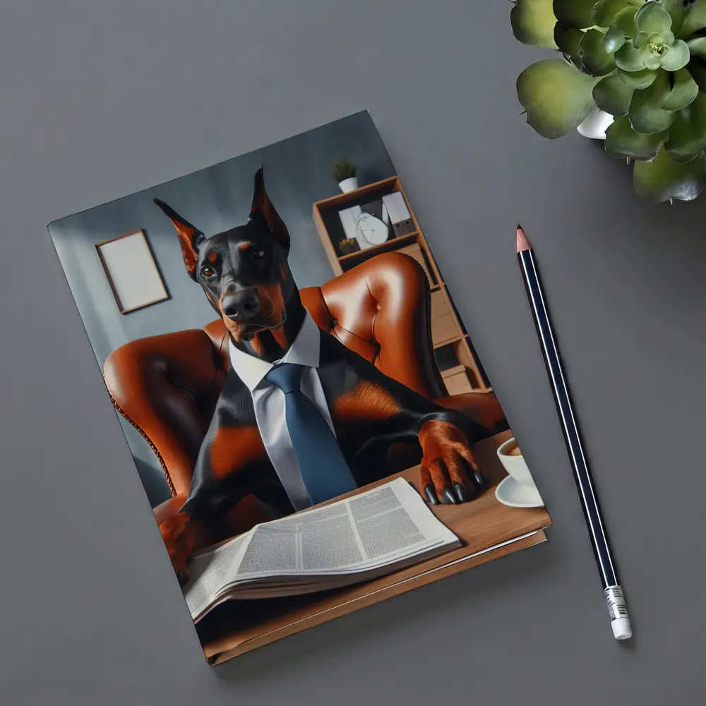 Doberman Pinscher Boss Office Suit Portrait – Notebooks