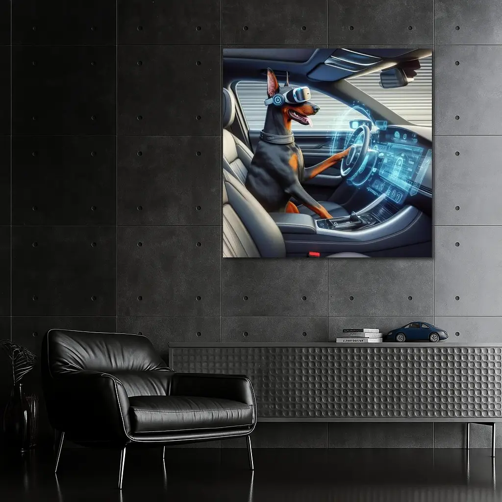 Doberman Pinscher Driving Car VR Headset – Wall Art