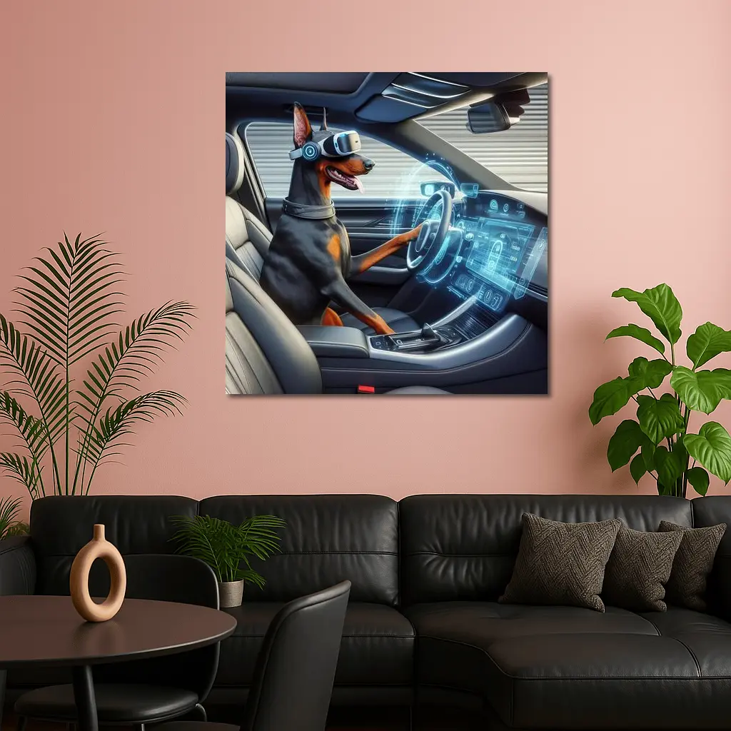 Doberman Pinscher Driving Car VR Headset – Wall Art