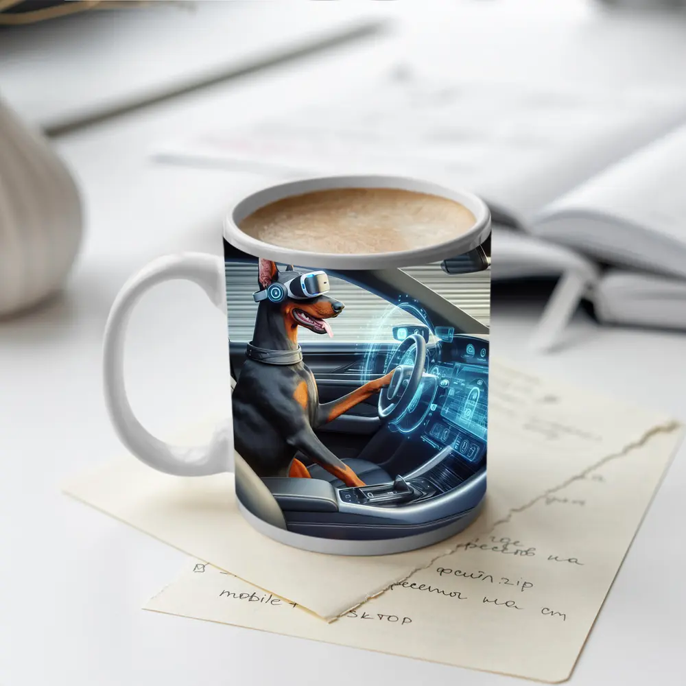Doberman Pinscher Driving Car VR Headset – Mugs