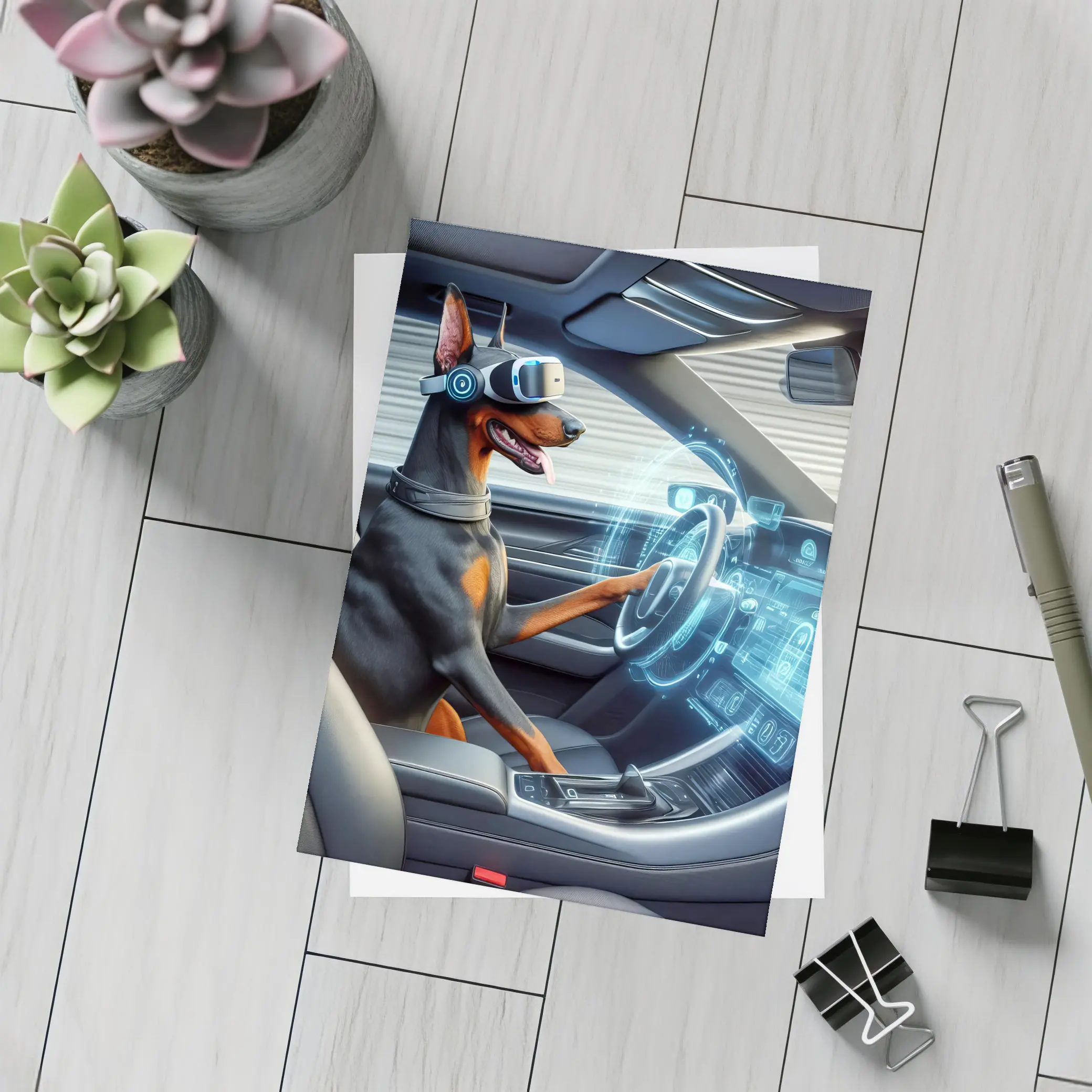 Doberman Pinscher Driving Car VR Headset – Postcards