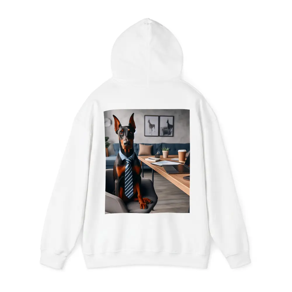 Doberman Pinscher Wearing Tie Office Setting – Hoodies