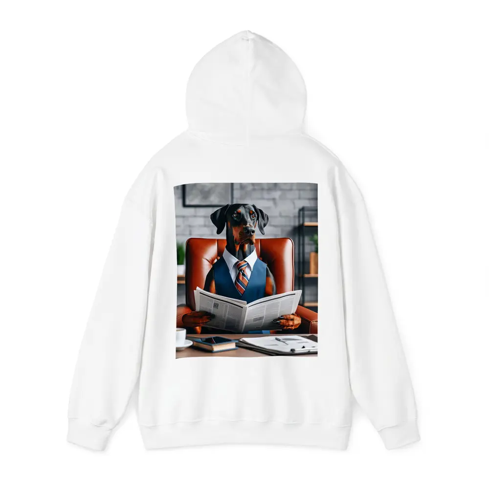 Doberman Pinscher Boss Reading Newspaper Office – Hoodies