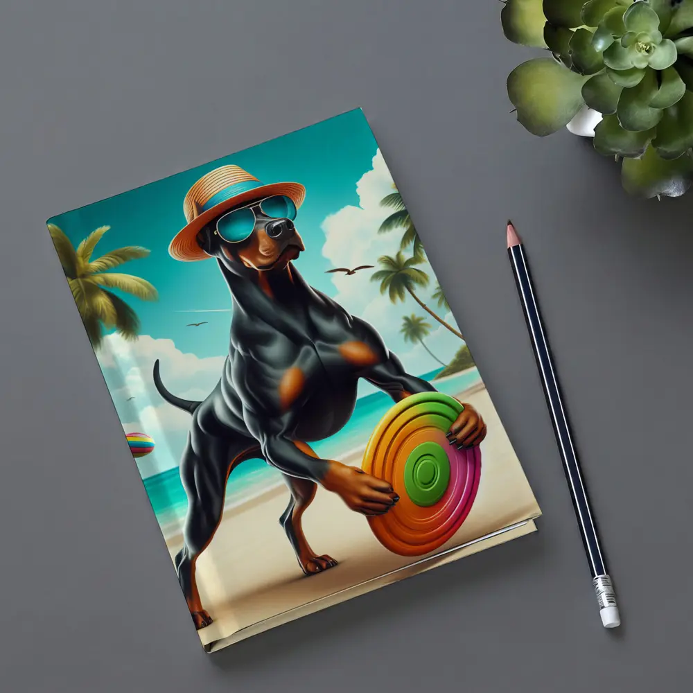Doberman Pinscher Beach Frisbee Summer Fun – Notebooks