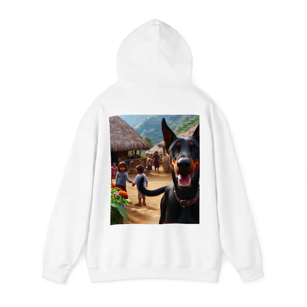 Doberman Pinscher Happy In Rural Village – Hoodies