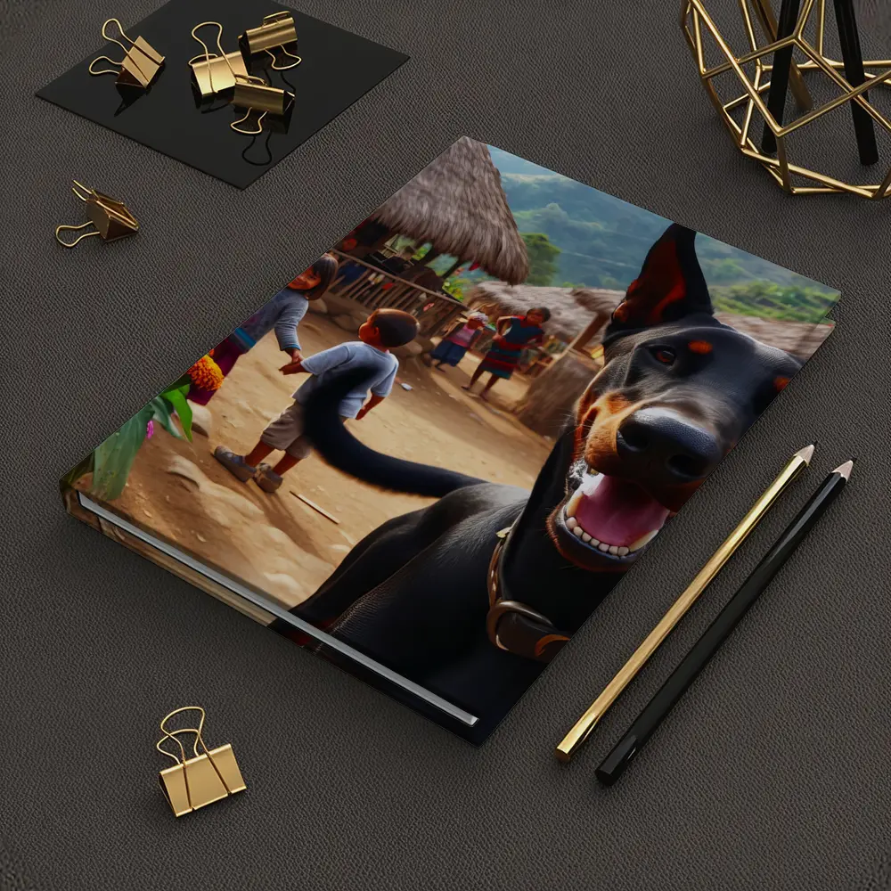 Doberman Pinscher Happy In Rural Village – Notebooks
