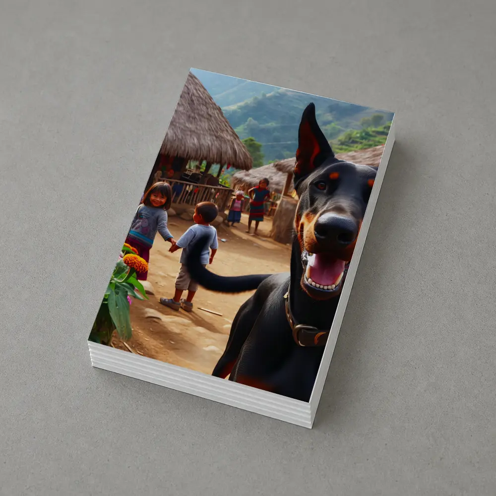 Doberman Pinscher Happy In Rural Village – Postcards