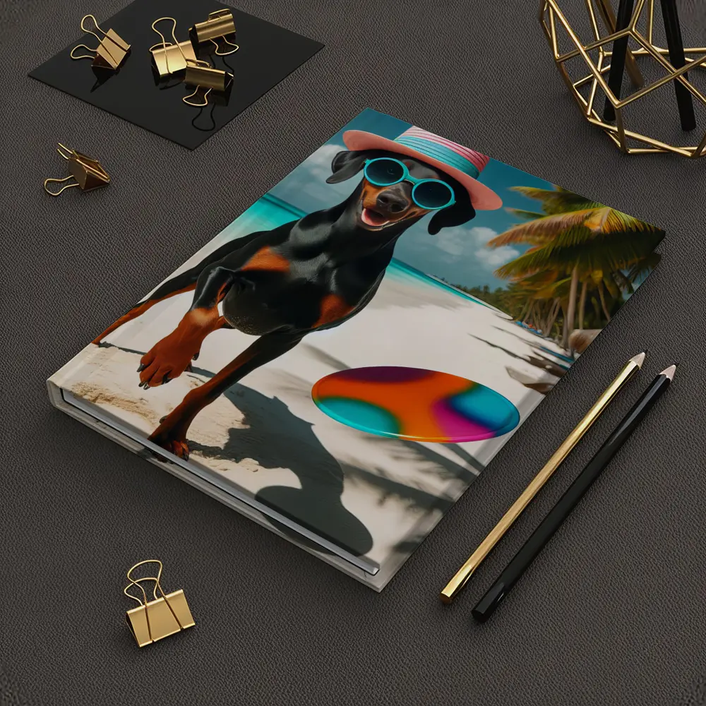 Doberman Dog Beach Hat Sunglasses Summer – Notebooks