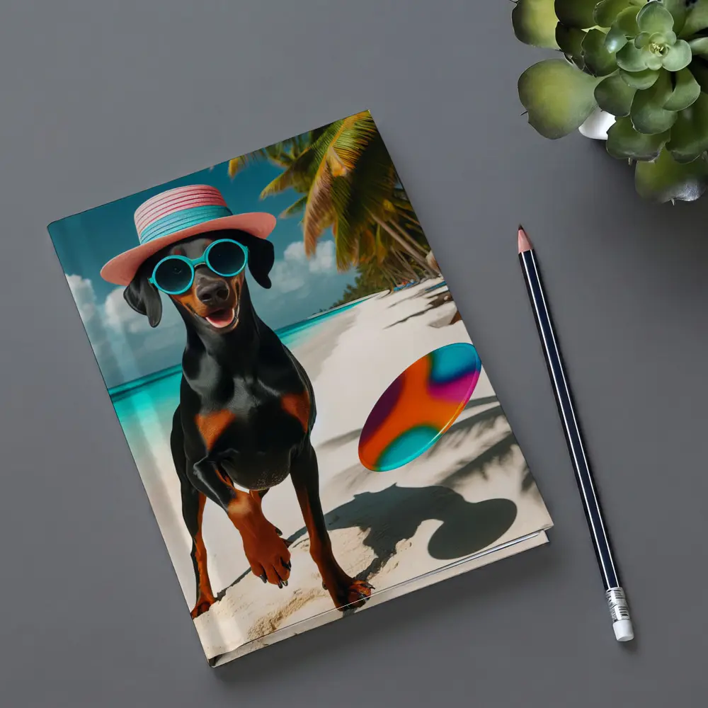 Doberman Dog Beach Hat Sunglasses Summer – Notebooks