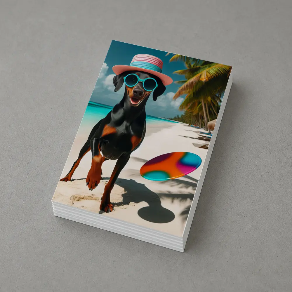 Doberman Dog Beach Hat Sunglasses Summer – Postcards