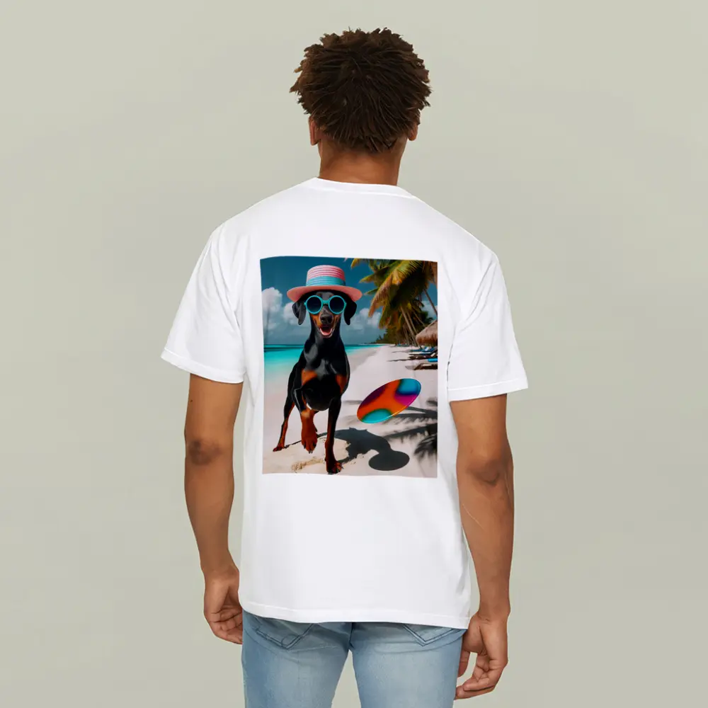 Doberman Dog Beach Hat Sunglasses Summer – T-Shirts