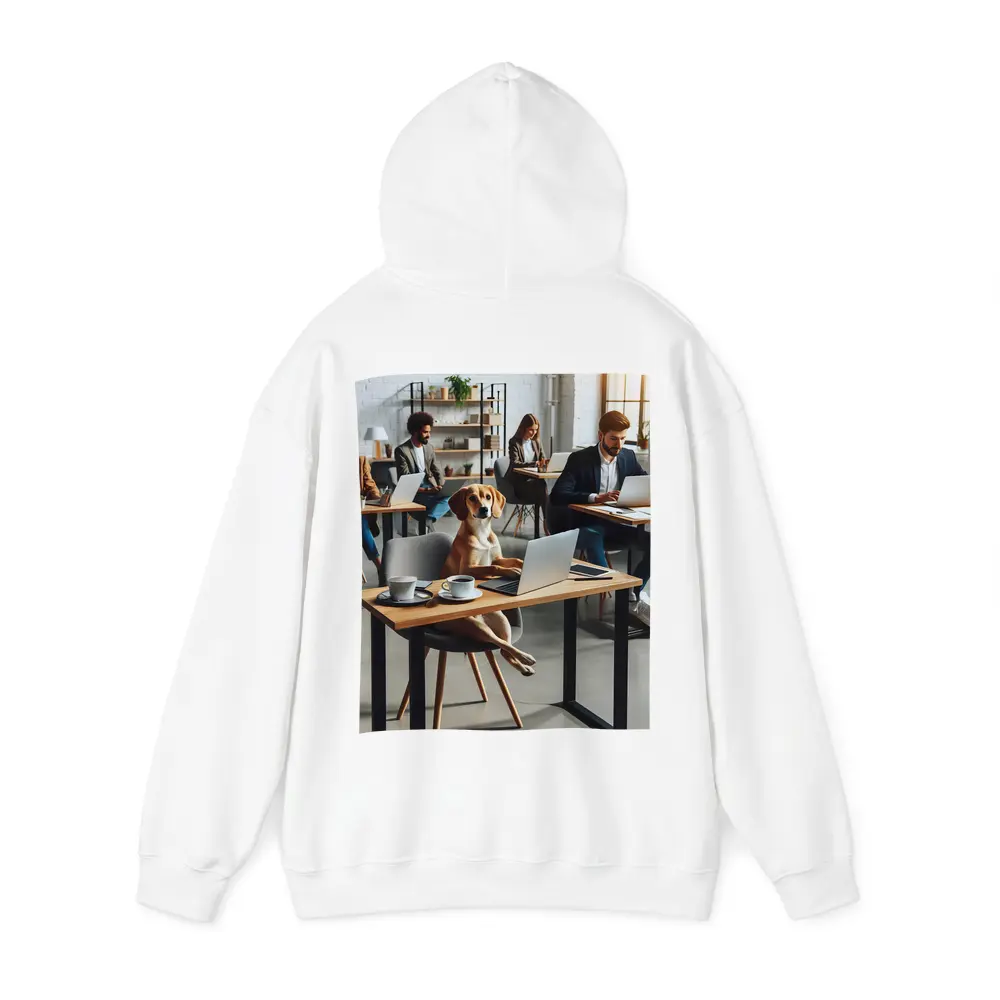 Dog Working Laptop Coffee Shop Office – Hoodies