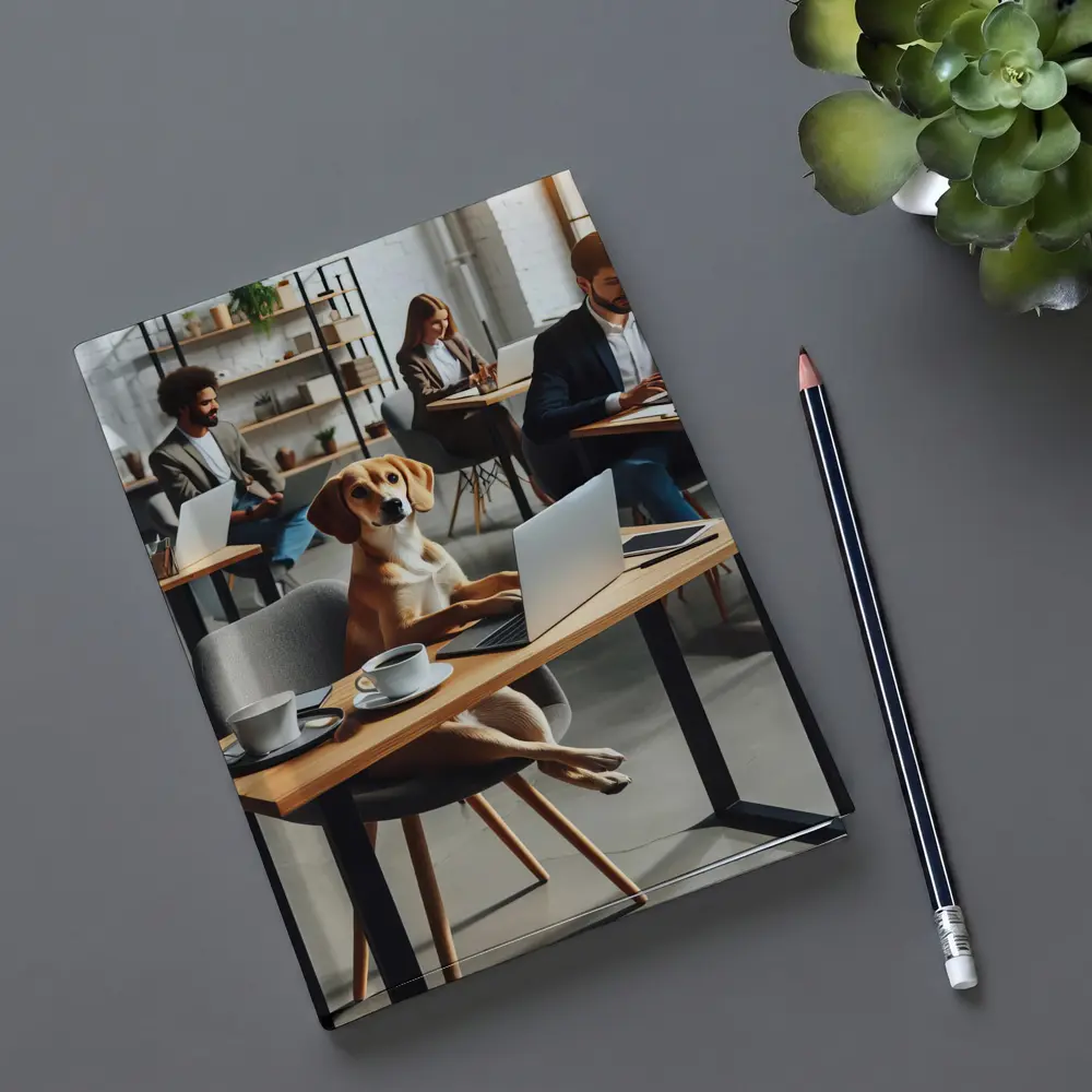 Dog Working Laptop Coffee Shop Office – Notebooks