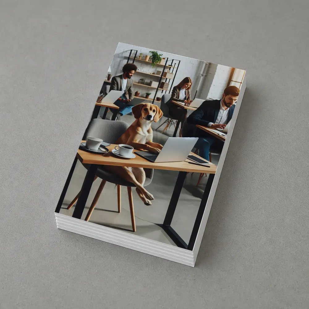 Dog Working Laptop Coffee Shop Office – Postcards