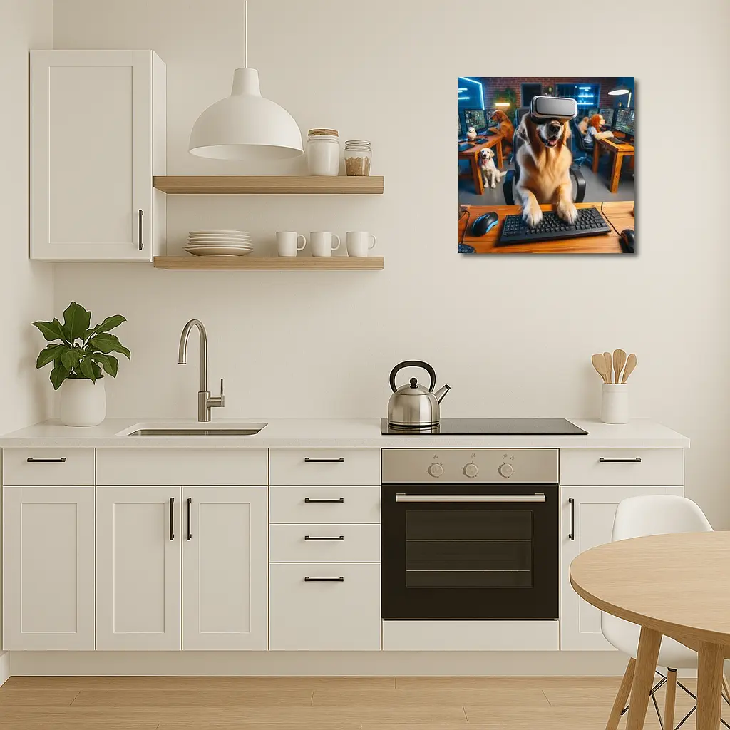 Golden Retriever Gaming With VR Headset – Wall Art