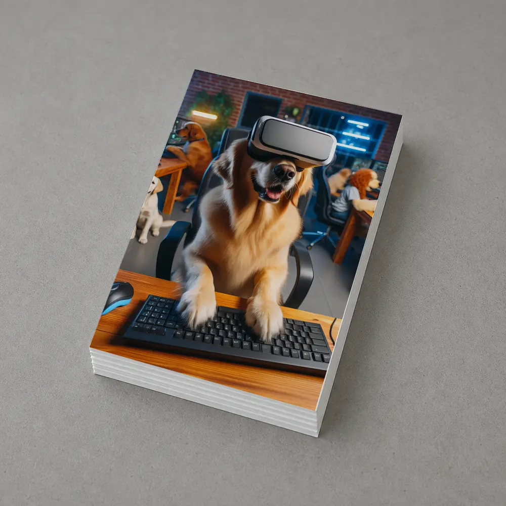 Golden Retriever Gaming With VR Headset – Postcards