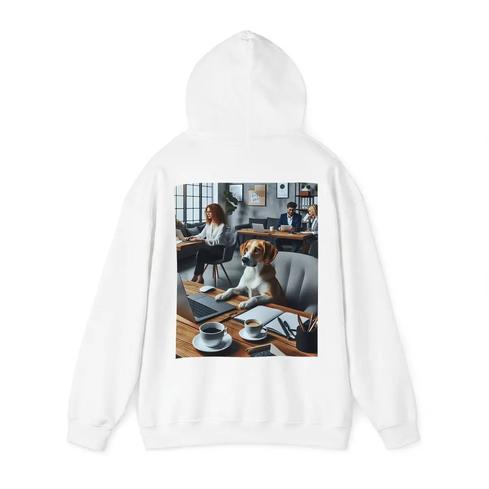 Beagle Dog Sitting at Office Desk – Hoodies